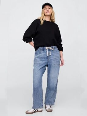 NWT Gap SuperSoft Easy Jeans Utility Mid Rise Tapered Denim L